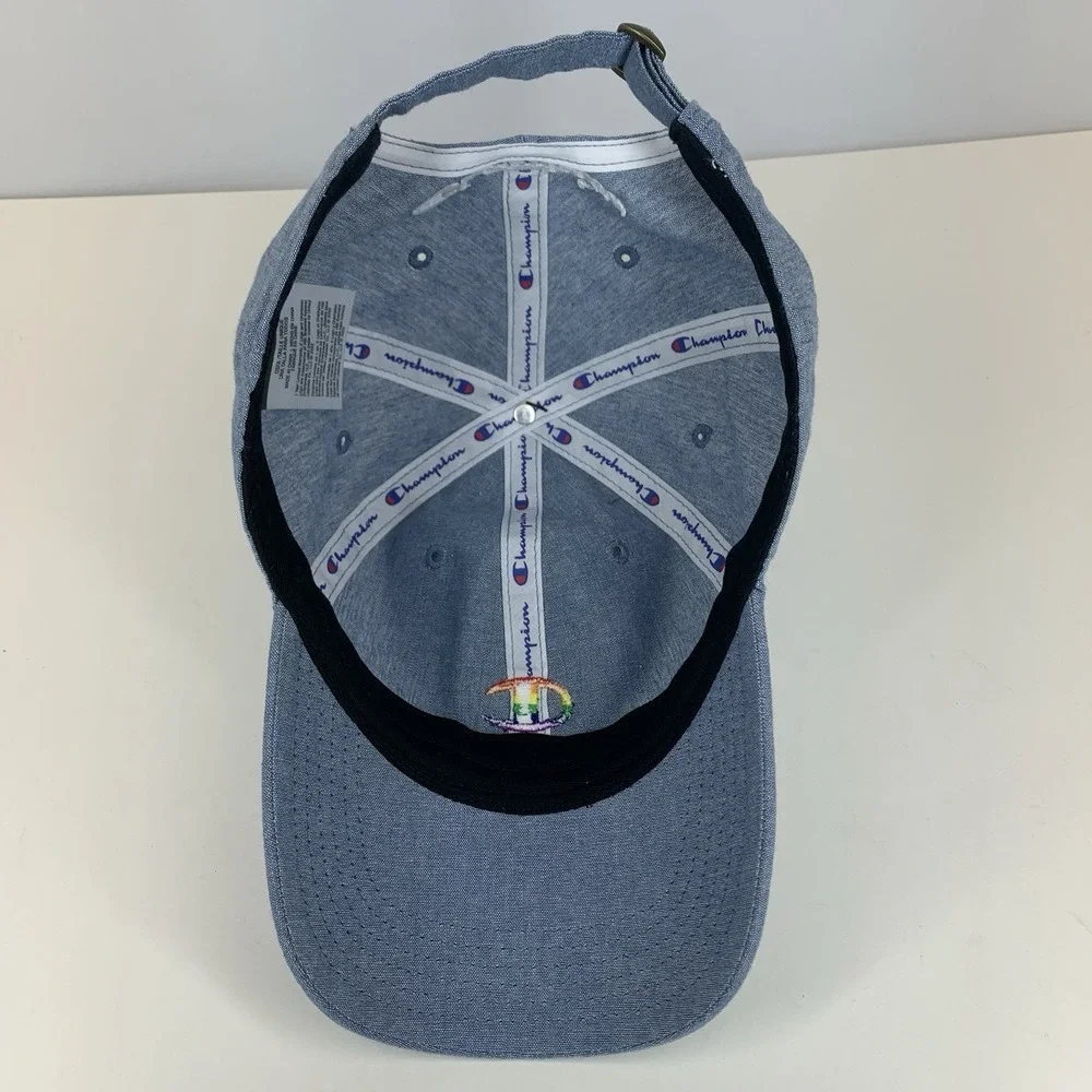 Champion Rainbow Colors Logo Hat Blue Adjustable Strap Baseball Cap